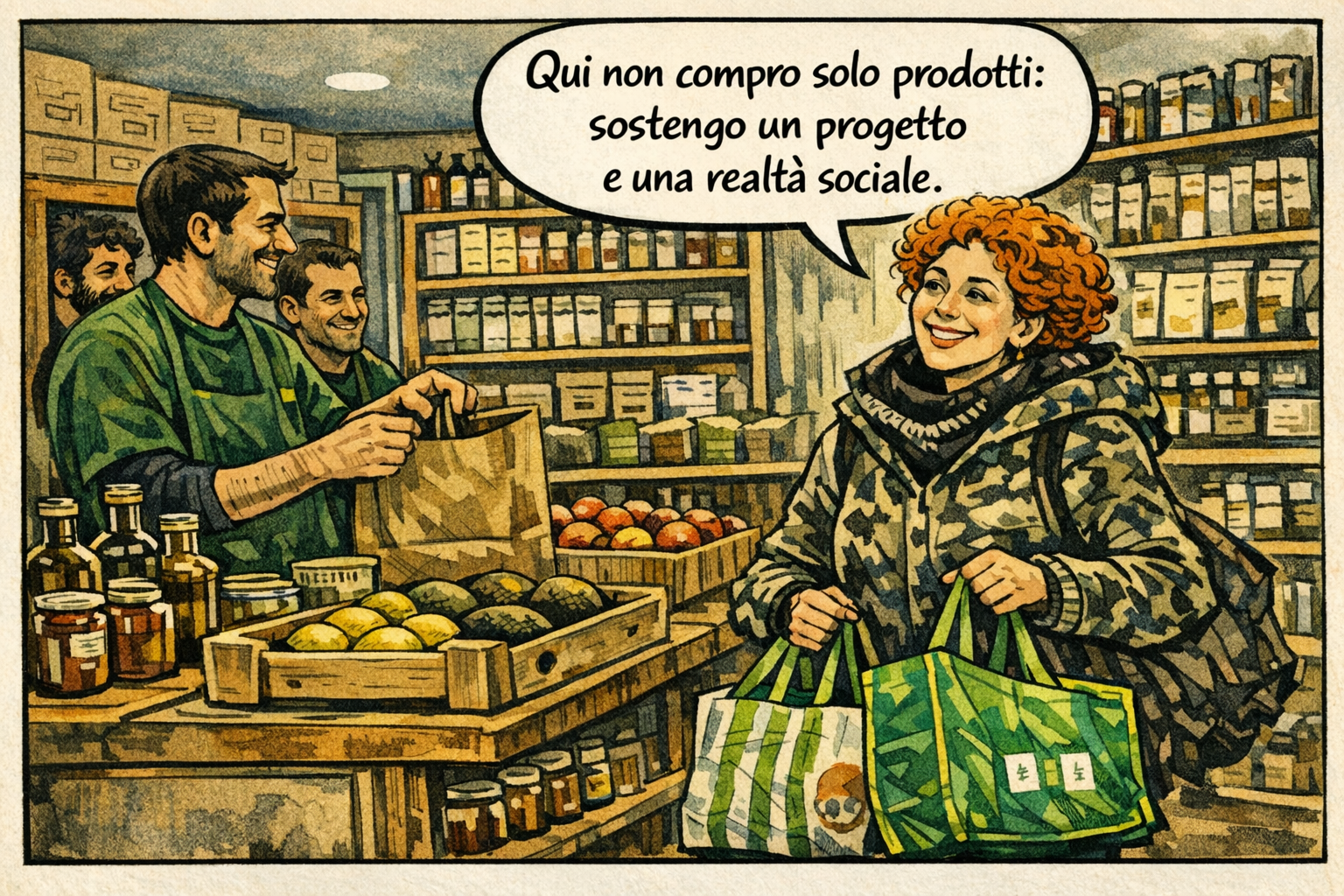 Cliente CiboNostrvm all’Orto Biologico Ariel di Foligno sceglie prodotti locali e sostiene un progetto di agricoltura sociale