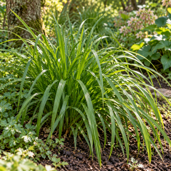 Carex pendula utilizzato in aiuola fresca e ombreggiata