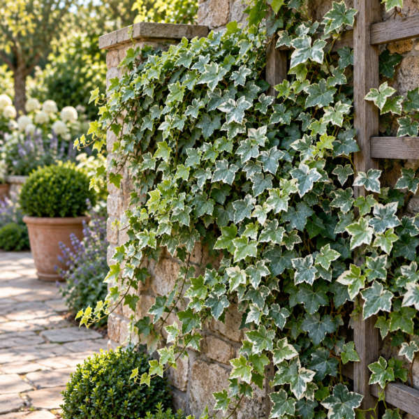 Hedera helix Glacier utilizzata come edera variegata ornamentale