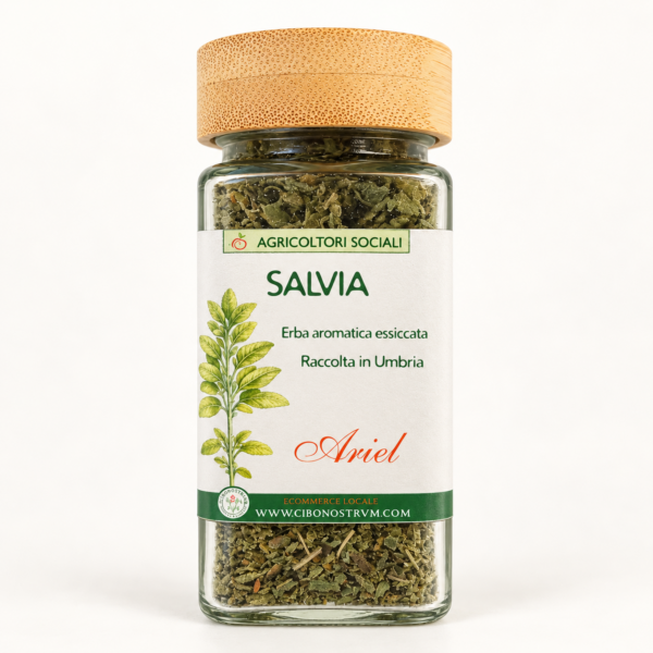 Salvia essiccata in vasetto di vetro – Erbe dell'Orto Ariel